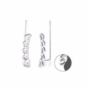 Earcuff sterling silver hartjes