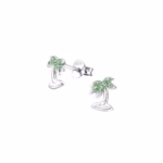 Kinderoorbellen zilver palmboom diamant