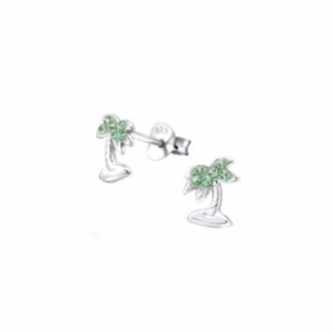 Kinderoorbellen zilver palmboom diamant