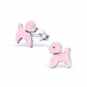 Rosa Hundeohrstecker Kinder Sterling Silber