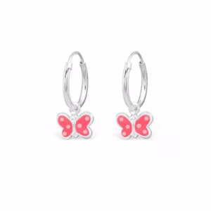 Sterling zilver oorbellen roze vlinder