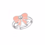 Bague pour enfants argent rose noeud avec cristal