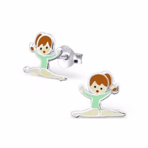 Kinderoorbellen zilver gymnastiek meisje