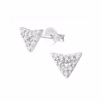 Oorstekers driehoek zilver met zirconia stenen