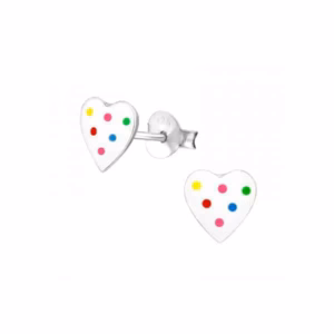 Oorstekers hartjes zilver meisjes met stippen