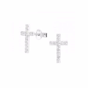 Christelijke sieraden oorstekers kruis kristal