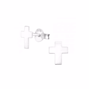 Oorstekers Zilver afgevlakt christelijke sieraden