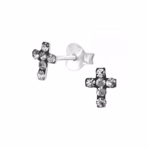 Oorstekers zilver kruis