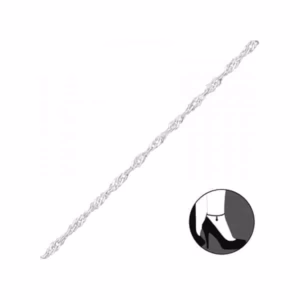 Zilveren enkelbandje 22cm gedraaid