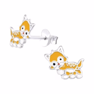 Bruine tijger oorstekers meisjes 925 Sterling Silver