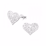 Hartjes oorstekers met kristal 925 Sterling Silver meisjes
