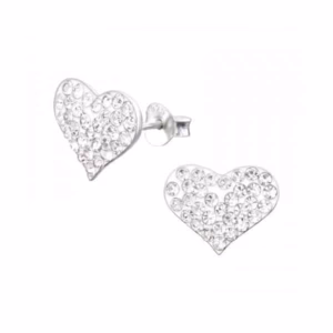 Hartjes oorstekers met kristal 925 Sterling Silver meisjes