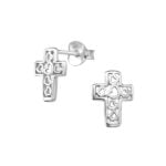 Zilveren kruis oorbellen opengewerkt 925 Sterling Silver