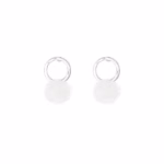 Zilveren oorring met witte mini pompom 925 Sterling Silver