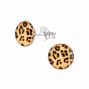 Giraffe print ronde oorstekers 925 Sterling Silver meisjes