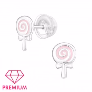 Roze lolly zilveren oorbellen voor meisjes 10mm