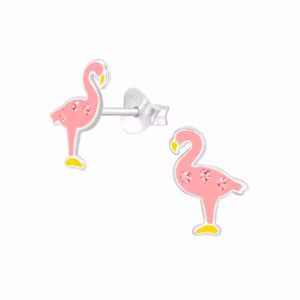 Roze flamingo zilveren oorbellen meisjes