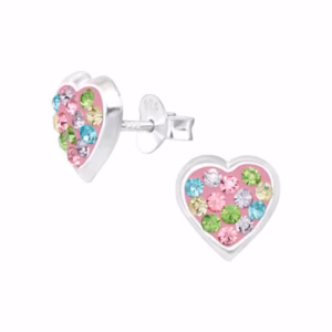 Roze hartjes oorbellen kristal meisjes