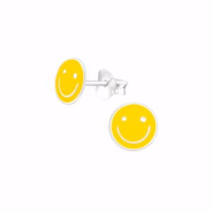 Smiley oorbellen geel