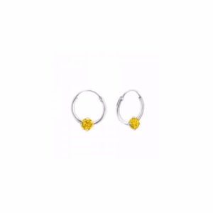 12MM zilver creolen CZ Yellow
