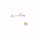 2MM zilver oorstekers rond geel