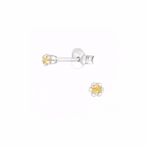 2MM zilver oorstekers rond geel