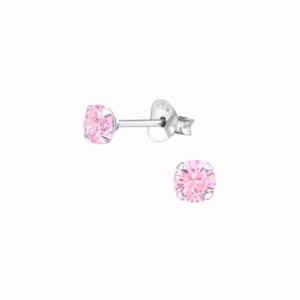 4MM Kristal roze oorstekers