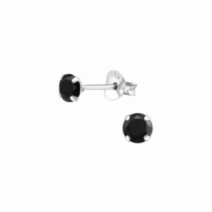 4MM kristal zwart oorstekers