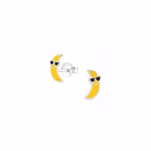 4MM Zilver oorstekers Banaan