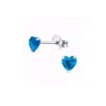 4MM zilver oorstekers blauw hart