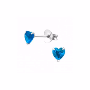 4MM zilver oorstekers blauw hart