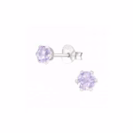 4MM zilver oorstekers paars