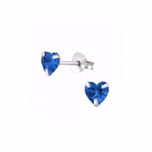 5MM zilver oorstekers hart blauw