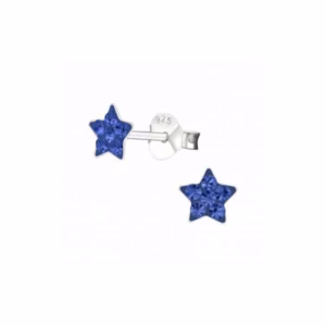 5MM zilver oorstekers ster blauw
