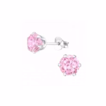 6MM zilver oorsteker roze