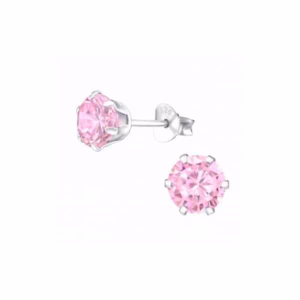 6MM zilver oorsteker roze