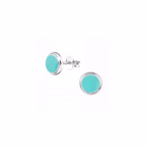 7MM zilver oorstekers rond green