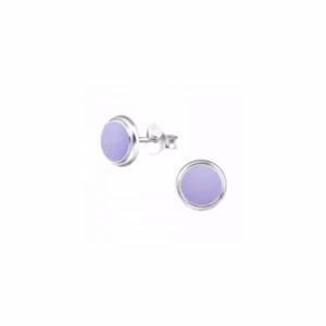 7MM zilver oorstekers rond light purple
