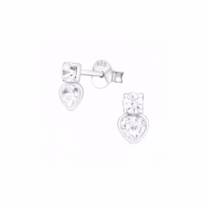 7MM zilver oorstekers hart