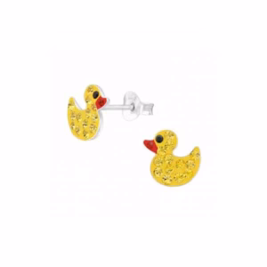 9MM zilver oorstekers eend met juwelen