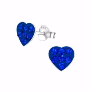 Blauw kristal hartjes oorstekers meisjes