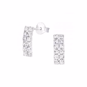 Rechthoek gebogen kristal oorstekers 12mm 925 Sterling Silver