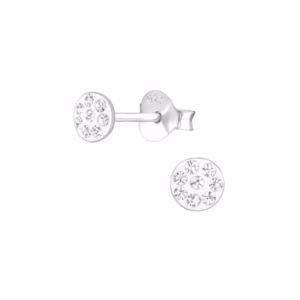 Oorstekers 5mm met wit kristal 925 Sterling Zilver