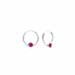 Oorringen 12mm met paars kristal 925 Sterling Zilver