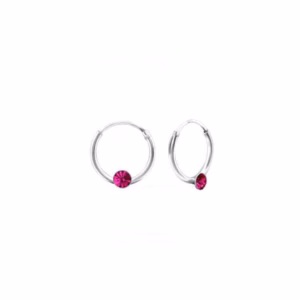Oorringen 12mm met paars kristal 925 Sterling Zilver