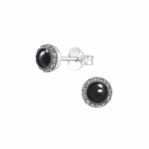 Oorstekers zilver zwart kristal