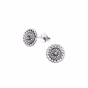 Ronde Bali oorstekers met versiering 8mm