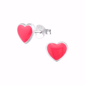 roze hartjes oorstekers zilver