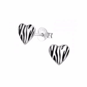 Zebra motief oorstekers zilver