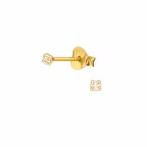 Gold plated oorstekers met wit kristal